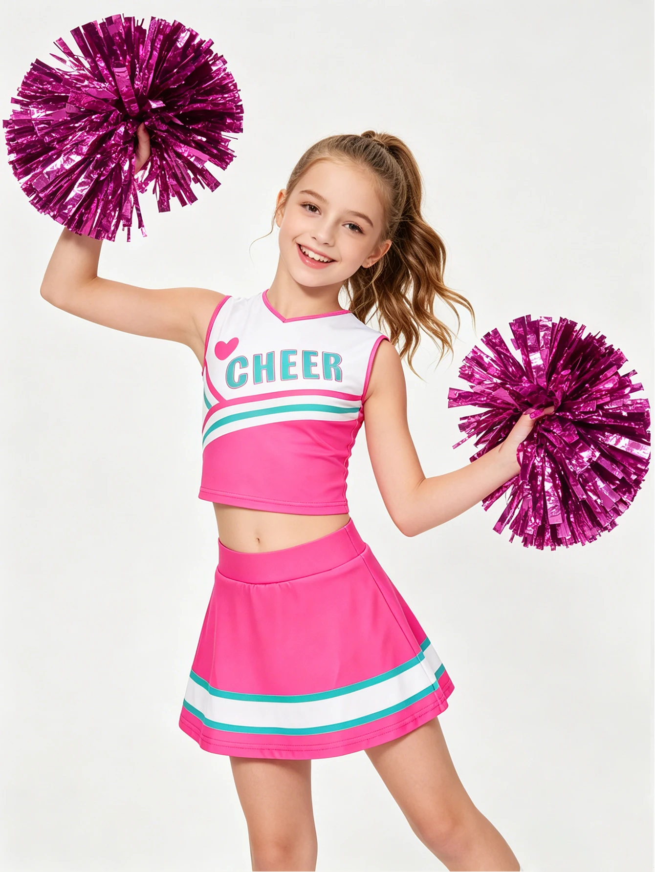 V-Neck Cheerleading Casual Sportswear for Girls Performance Costume Children's Apparel