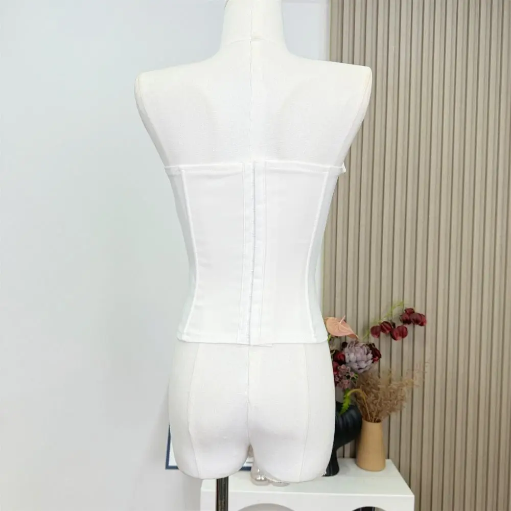 

Spicy Girl Style Necktie Strapless Sliming Vest Slim Fit Tank Women Corset Streetwear Sleeveless Crop Tube Tops Spring Summer