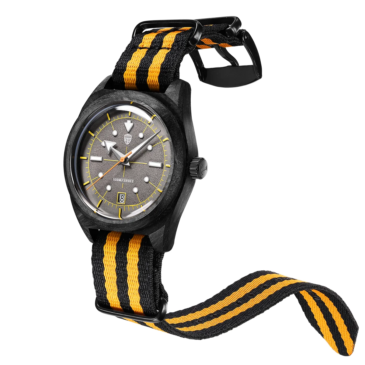 TIME TOKEN Vintage Sport Men Automatic Watch Carbon Fiber Case Nylon NATO Strap Luminous Date Male Mechanical Wrist Watch T703