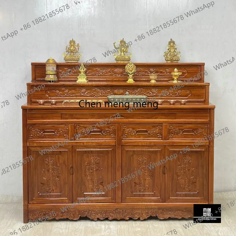 

Старинный шкаф-ниша для Будды из вяза с тремя ярусами из массива дерева, домашняя буддийская платформа для индивидуальной настройки буддийского стола.