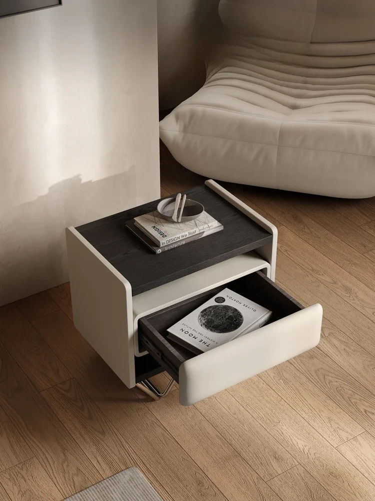 table, light luxury small apartment, bedroom storage bedside cabinet, high-end stainless steel, creative storage cabinet