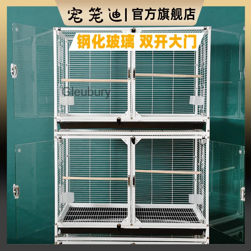 transparent]Large bird cage [Super with tempered glass, suitable for parrots, cockatiels, and other birds, also used for