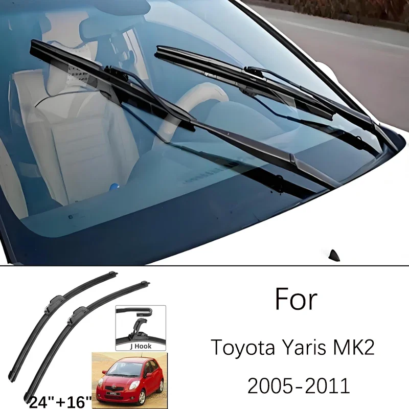 

For Toyota Yaris MK2 2005-2011 2006 2007 2008 2009 24 16 Inch Front Wiper Blades Windshield Windscreen Window Accessories
