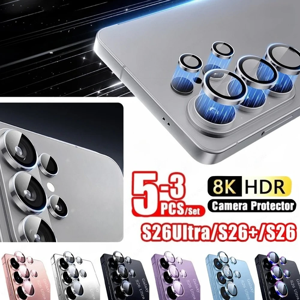 

Защитное стекло для камеры 8K 9HD, металлическая защитная крышка 3D для объектива Samsung Galaxy S26 Ultra, металлическое стеклянное кольцо-накладка на заднюю линзу