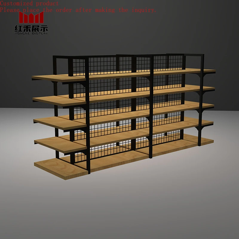 

Custom.Hong He Multifunctional Wooden Grocery Store Display Shelves Retail Store Display Shelf for Supermarket