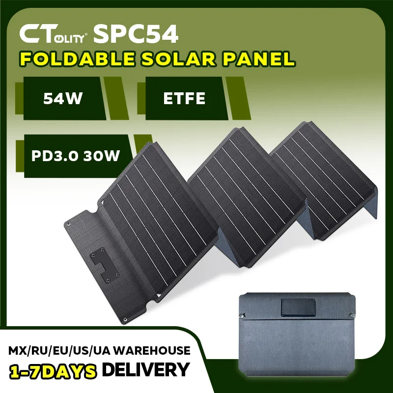 

CTOLITY 54W 20.5V ETFE New Portable Solar Panel Fiexible Power Charging for Power Bank Phone Laptop Camping Hiking RV Trip Phone