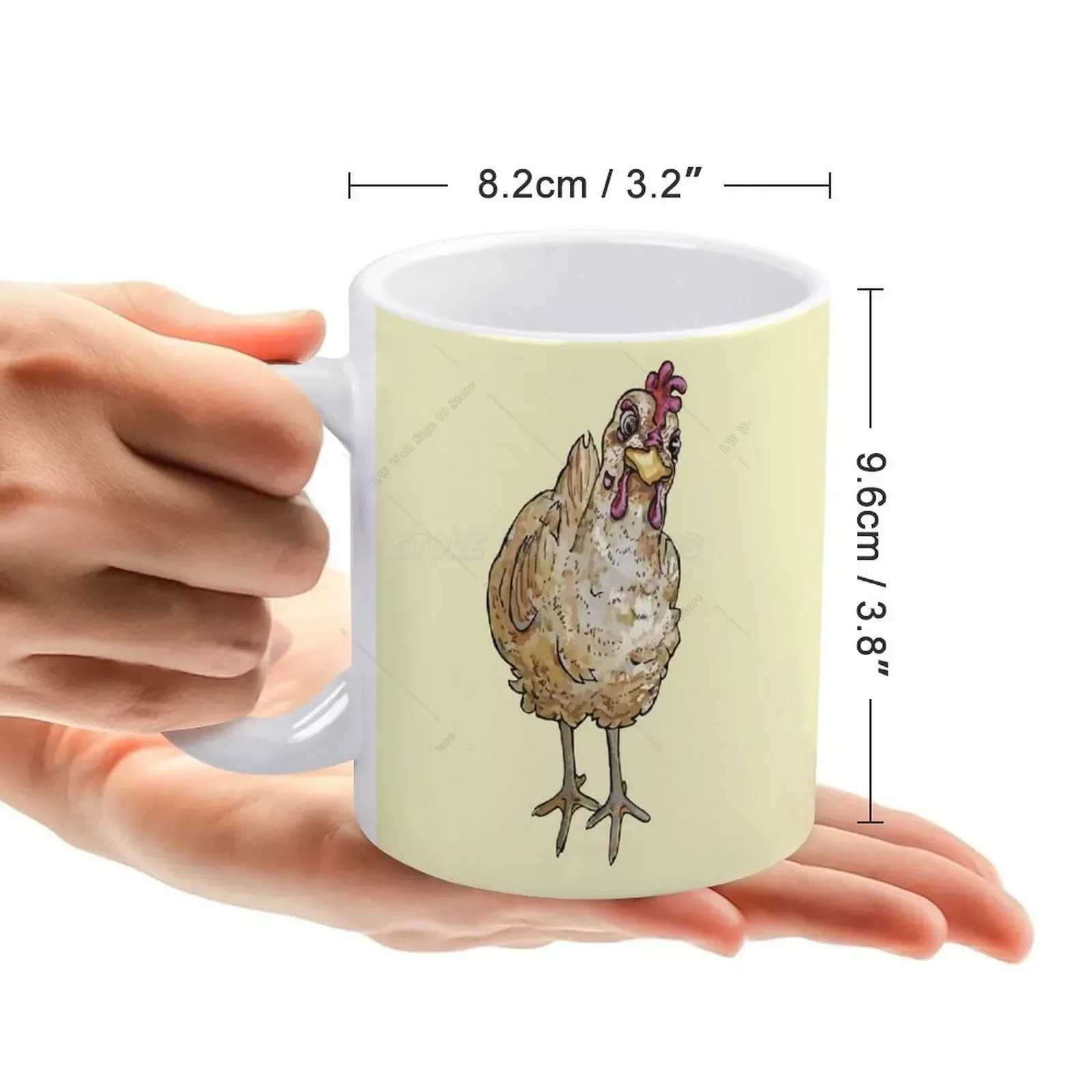 Customized Resting Bird Face Tan Hen White Mug Ceramic Mug Creative Mug Hen Chicken Mad Attitude Chick Resting Bird Face