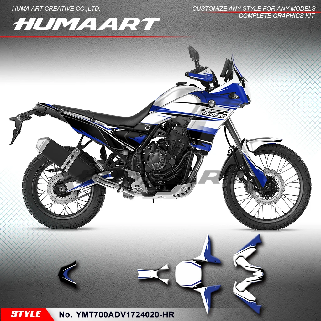 

Клейкая наклейка HUMAART с гоночной графикой для Yamaha Ténéré 700 Tenere 700 T700 T7 2017-2024, восстановление, YMT700ADV1724020-HR