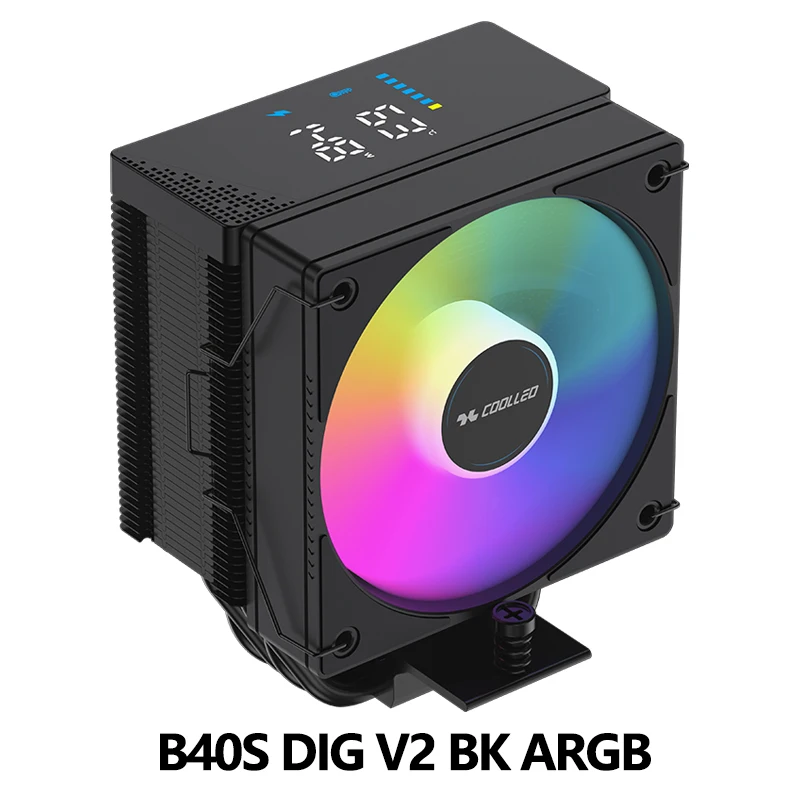 COOLLEO B40S DIG 4 Heat Pipes CPU Cooler Intelligent Temperature Display Radiator TDP 200W  Air Cooler For LGA1700 115X AM4 AM5