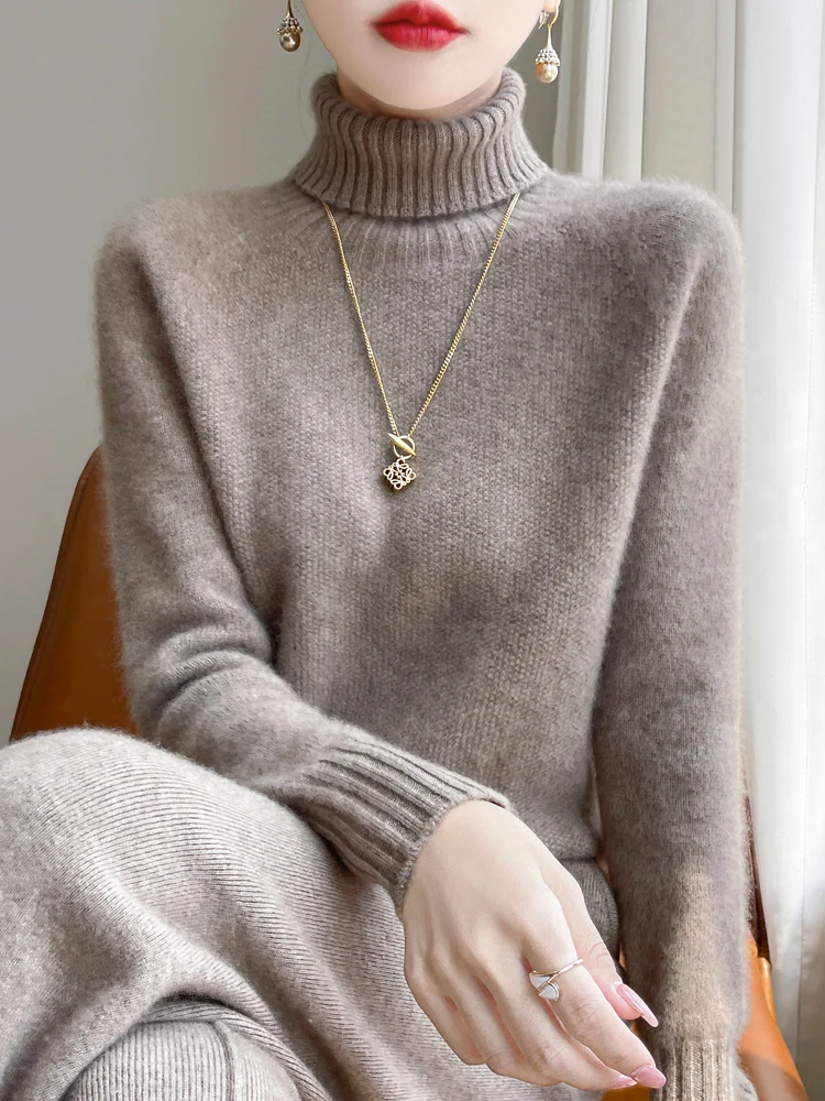 

Thiened High Collar 00 Pure Wool Knitted Loose Base irt Women's Inner Wear Casual Comfortable Warm Winter Faion