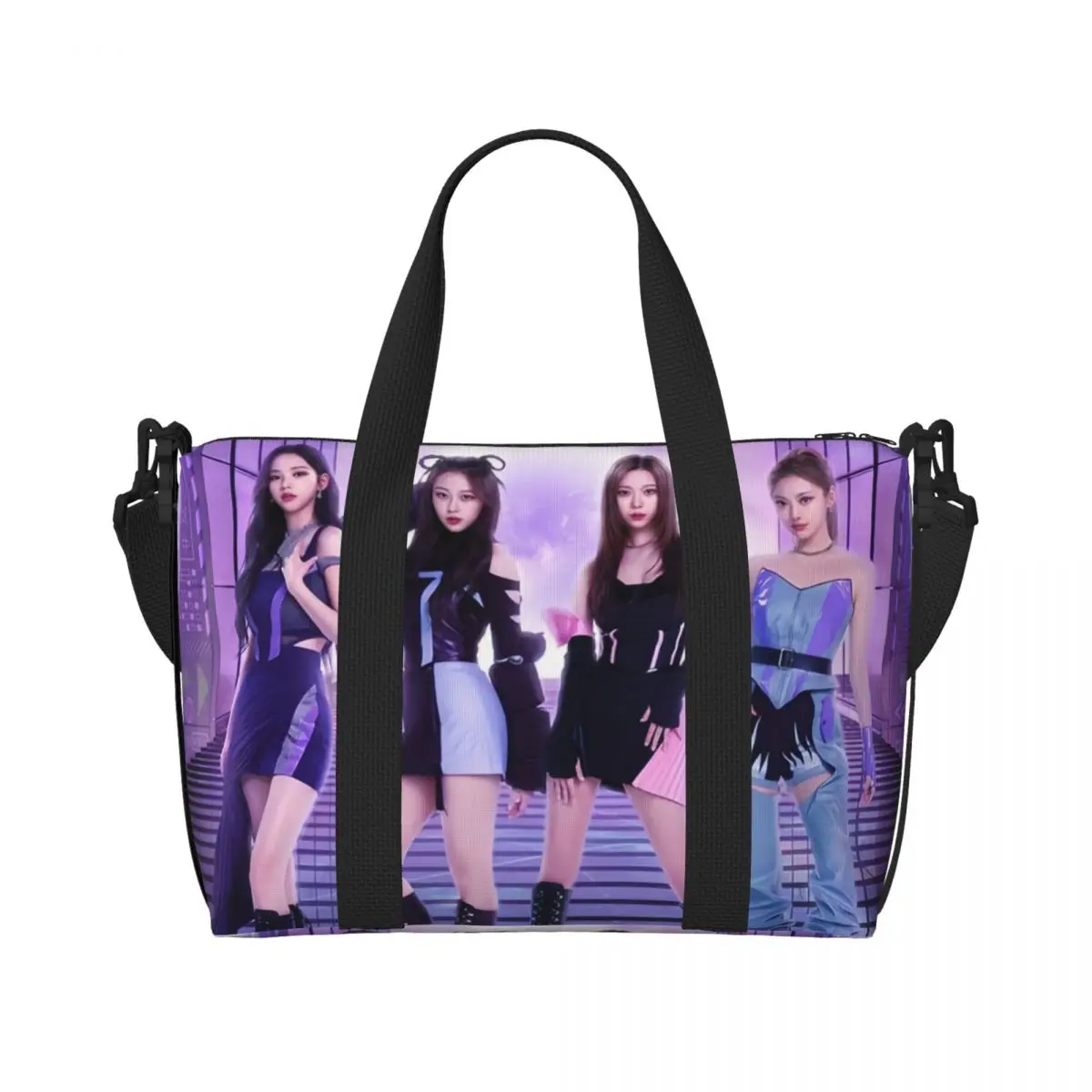 Custom Kpop A-Aespas Girls Karina Winter Giselle Ningning Beach Tote Bag for Women Big Compartment Beach Gym Travel Bags