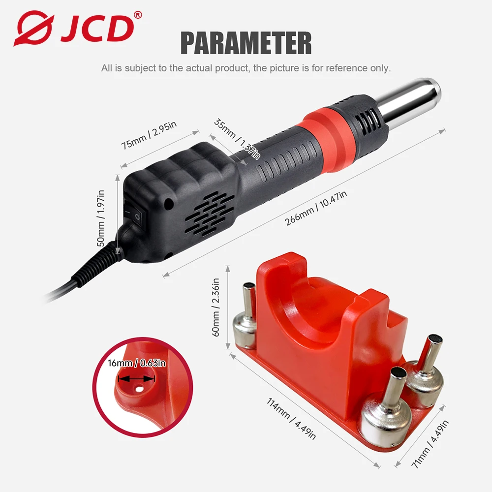 Imagem -06 - Jcd 750w Micro Pistola de ar Quente c f Temp Ajustado 8208 Estação de Solda Retrabalho Lcd Digital Pistola de Calor Bga ic Ferramentas de Solda 8858