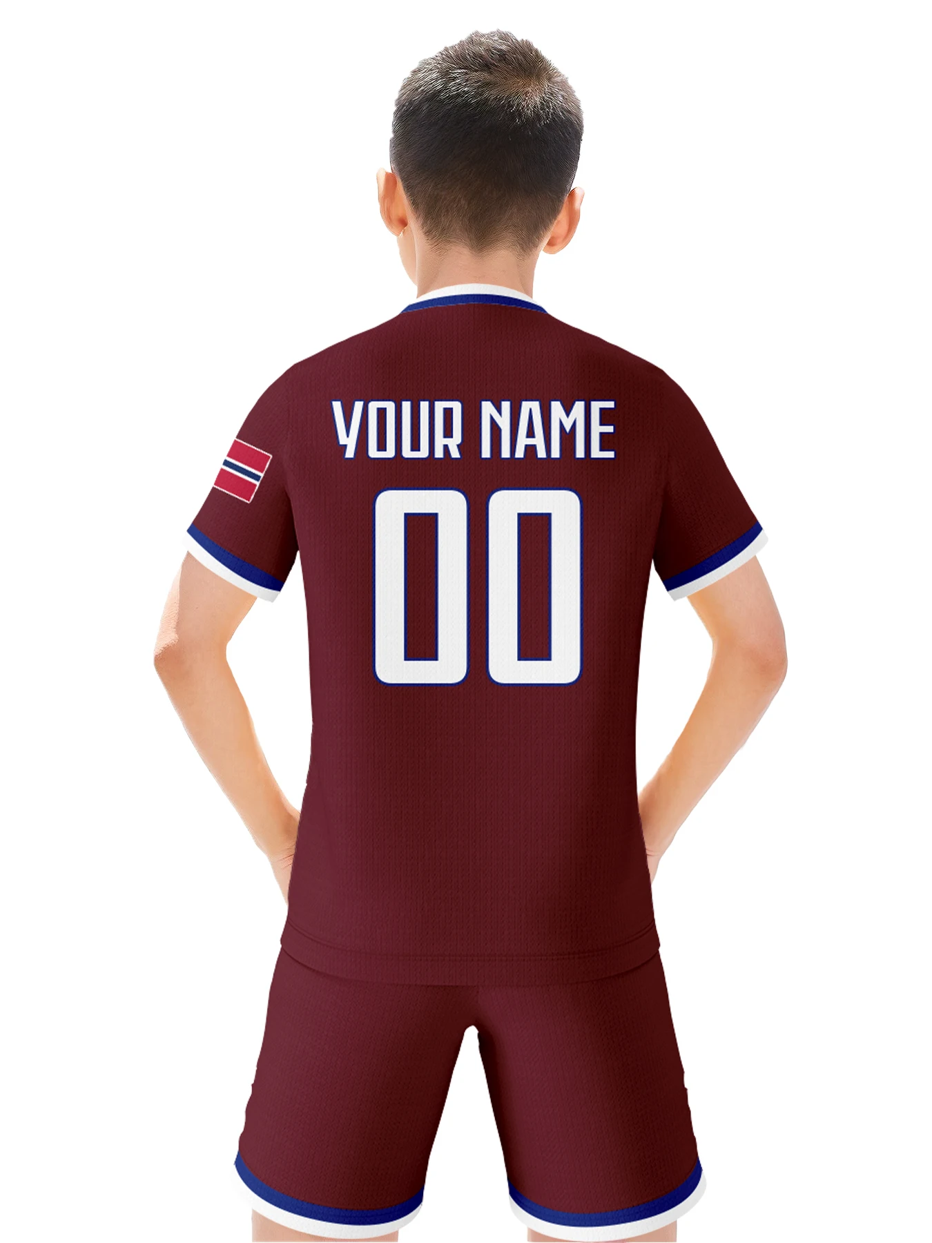 Customized Kids Norway Soccer Kit Personalized Football Set with Name & Number, Breathable National Team Training Uniform