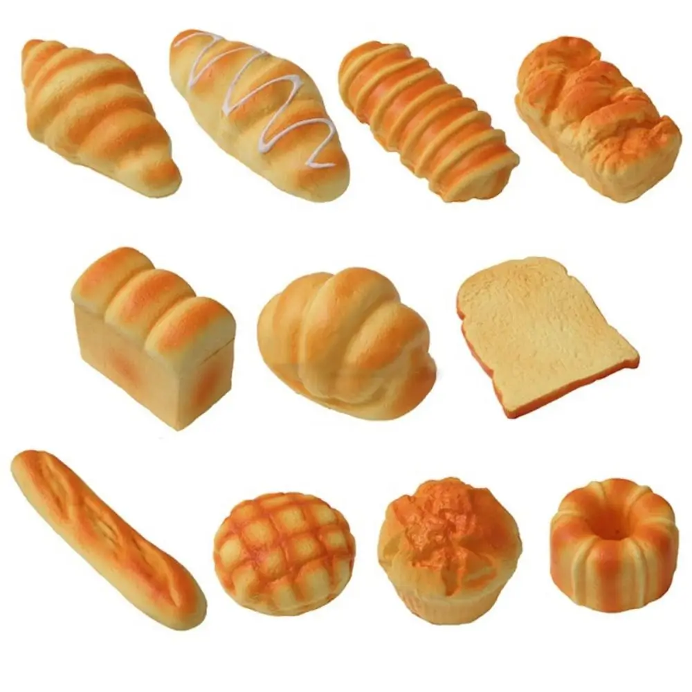 Stretch Squeezing Simulation Bread Squeeze Toy Toast Cake Simulated Food Breakfast Squeeze Sensory Toys Fake Food Model Vinyl