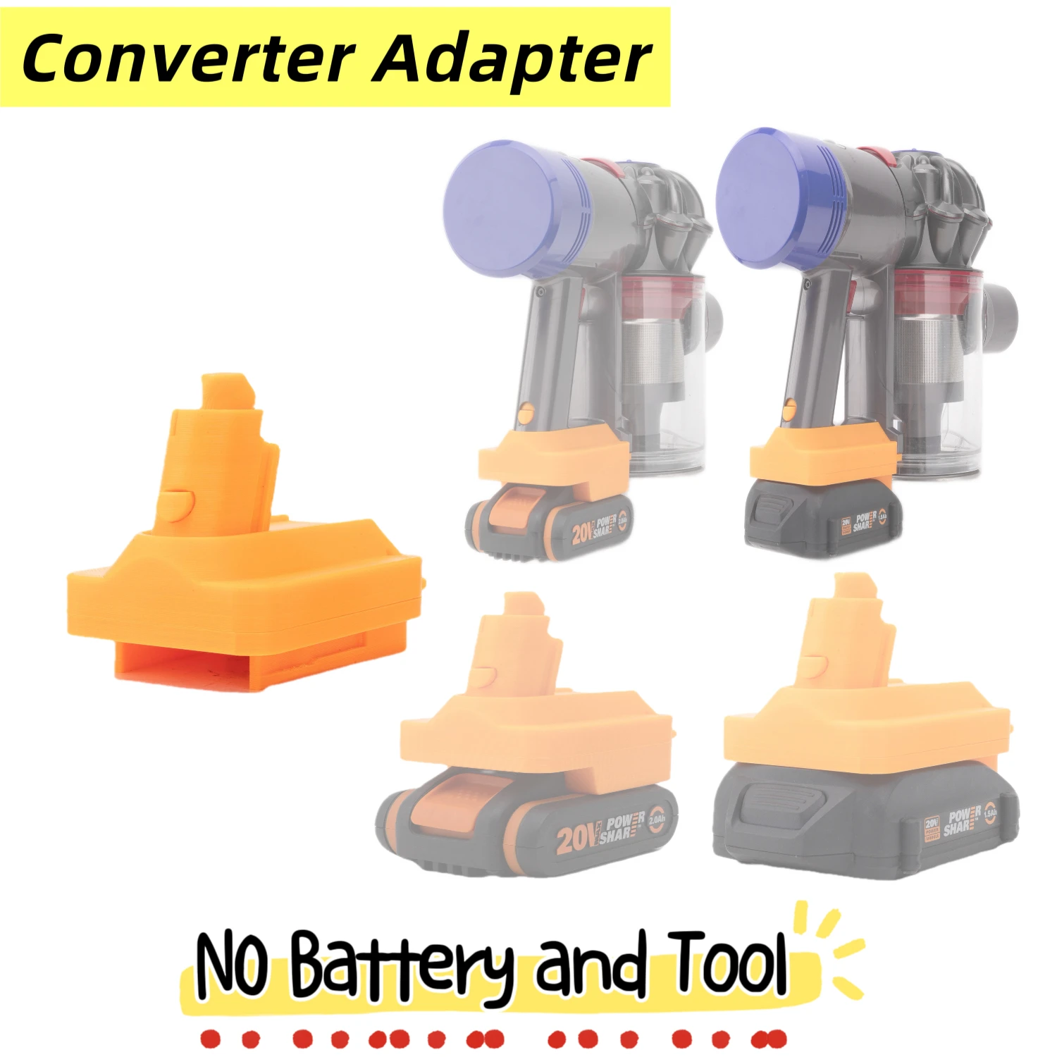 For WORX 4PIN/6PIN WA3551.1 20V Lithium Battery Convert to for Dyson V7 V8 Li-ion Cordless Power Tool Accessories(NO Battery)