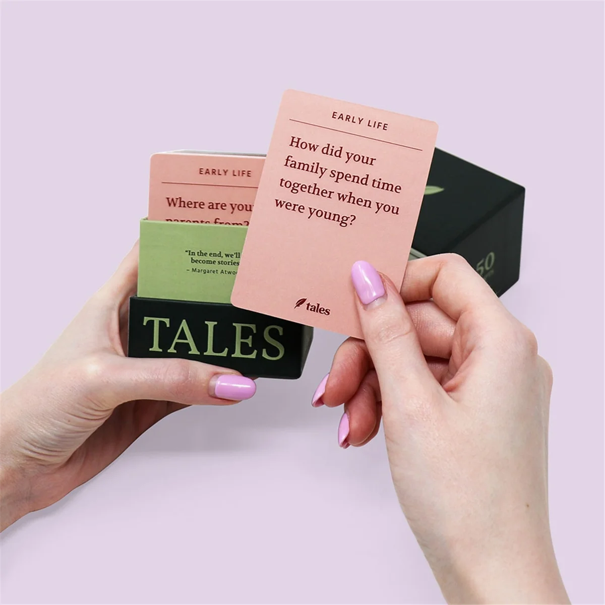 150 buah kartu Kit wawancara kehidupan cerita-Kit wawancara hidup cerita cerita-untuk kartu permainan keluarga pesta