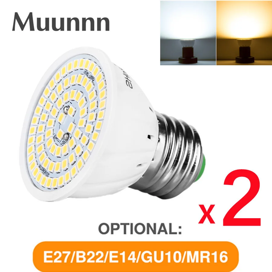 E27 LED GU10  Lamp E14 Spotlight Bulb 48 60 80leds lampara 220V GU 10 bombillas led MR16 gu5.3 Lampada Spot light B22