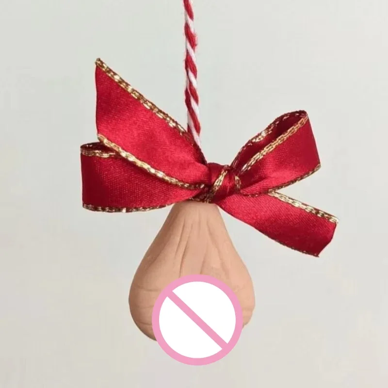 Naughty Ornaments with Lanyards Christmas Atmospheric Brown 3D Ass Testis Shaped Pendant for Christmas Tree Hanging Decorations