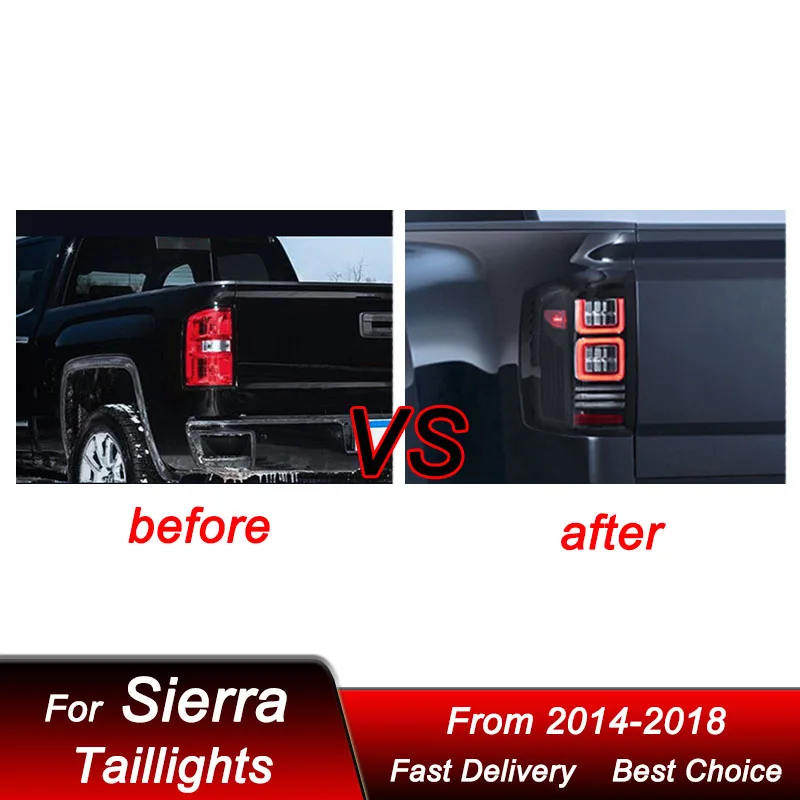 Hot Car styling Tail Lights For GMC Sierra 14-18 new style full LED DRL Tail Lamp Dynamic Turn Signal Light Tail Lamp Assembly