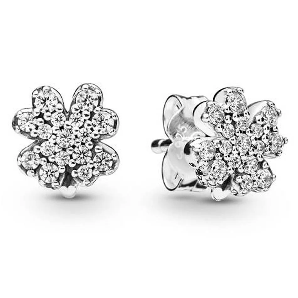 Nieuwe 925 Sterling Zilveren Oorbel Good Lucky Klaver Bloem Rose Vier-Blad Klaver En Lieveheersbeestje Oorbel Voor Vrouwen Mode Sieraden