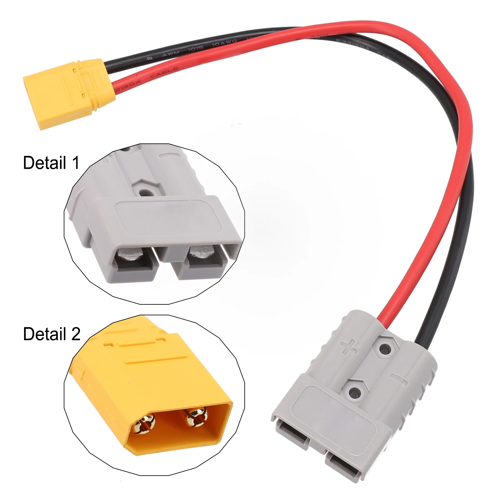 10AWG 50A 600V For XT90 Adapter Cable Tinned Copper Core for Solar Microinverters and Bidirectional DC Converters