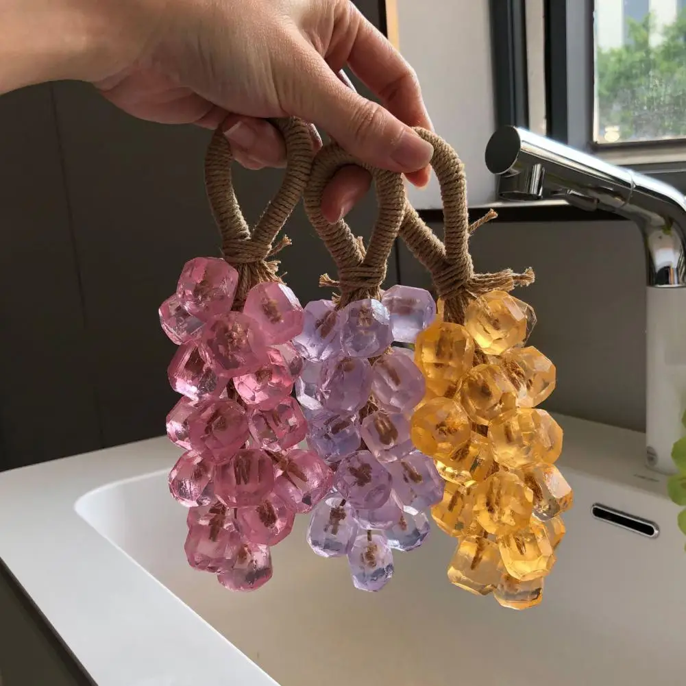 Grape Soap on Rope Handmade Grape Cluster Soap Translucent Fruit Shaped Soap Decorative Bathroom Travel Hanging Soaps