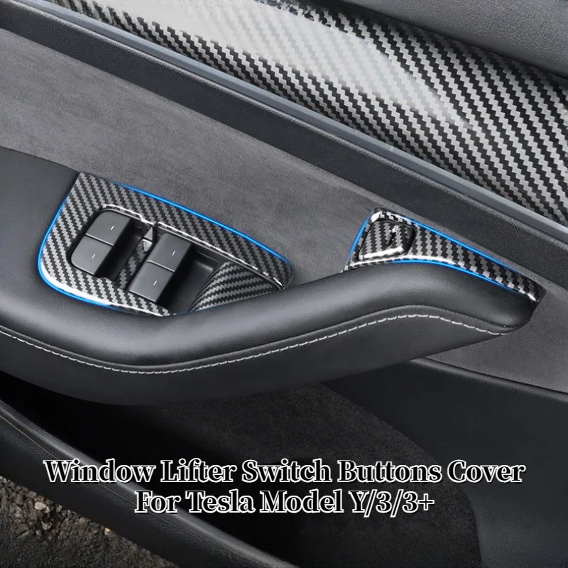 

Window Lifter Switch Buttons Cover for Tesla Model Y/3/3+ Highland Trim Frame Button Stickers 2017-2024 Car Interior Accessories