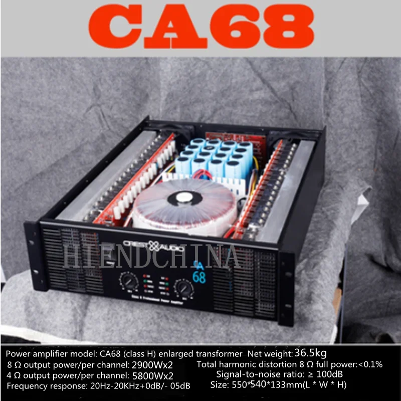 CA68 Professional Power Amplifier Pure Power Amp 2channels (3u) KTV/Stage/Home Entertainment KTV 8Ohm/2900w*2/4Ohm 5800W*2