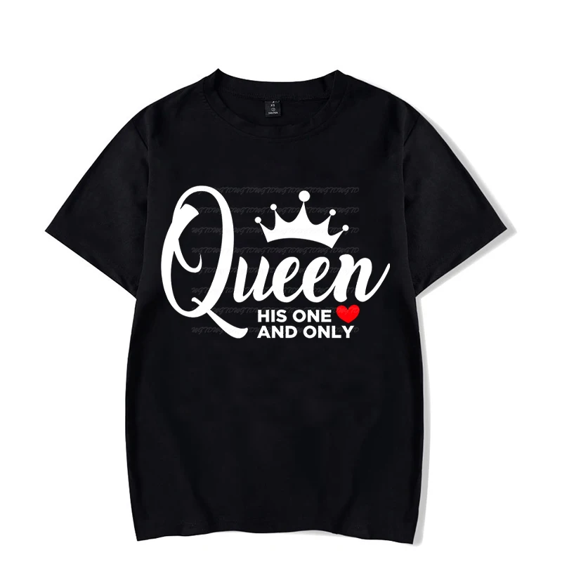 Matching Couples T Shirt King Queen His/Her One and Only Print Tshirt Valentine Shirt Tops King Queen Crown Men Women T-shirt