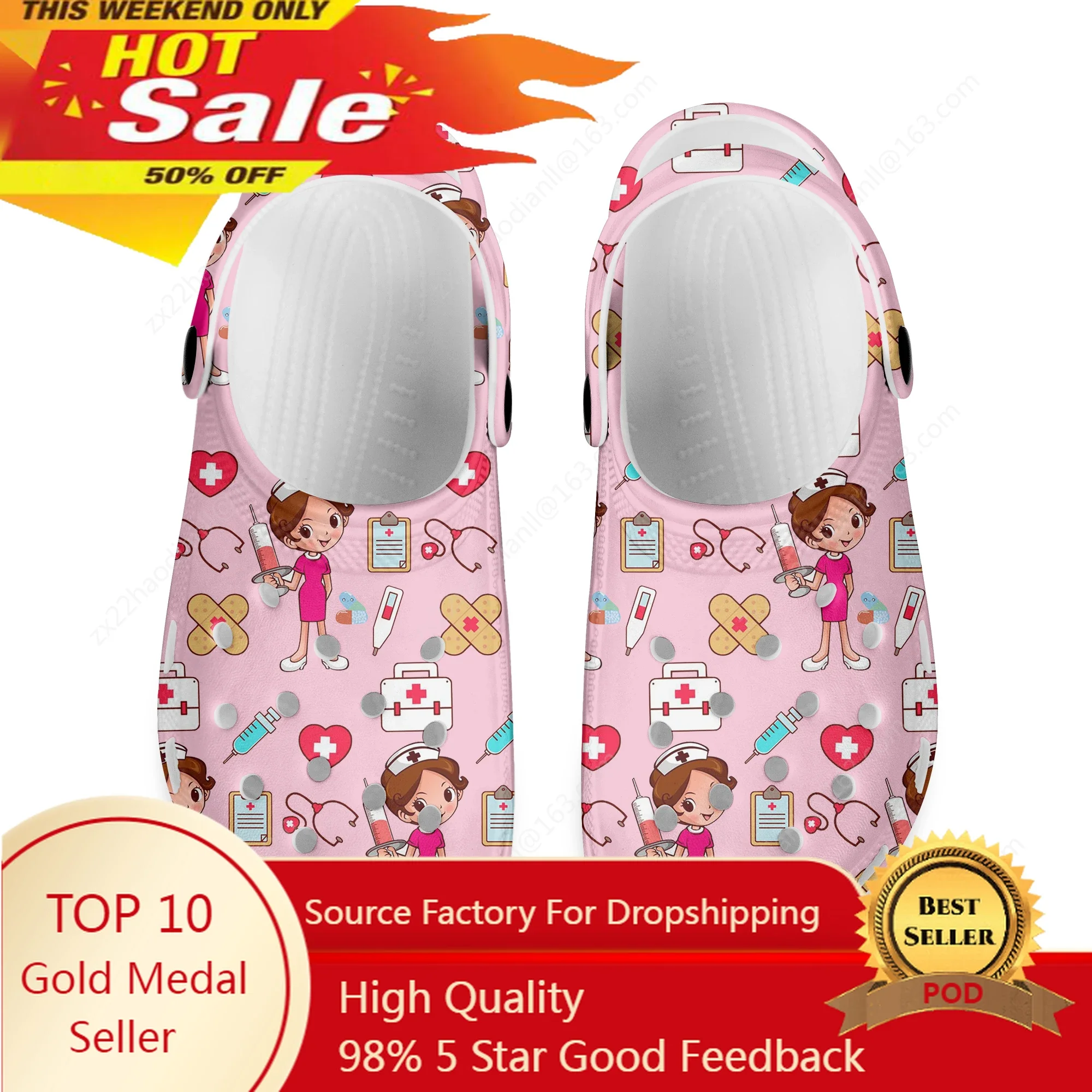 

Nursing Designer Shoes Womens Quality Home Medical Footwear Garden Clog Cute Cartoon Nurse Breathable Slippers Shoe Water Shoes