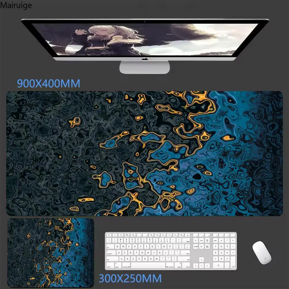 

900x400MM Black Waves Large Gaming Mouse Pad Computer Keyboard Desk Pad with Rubber Non-Slip Stitched Edge for Friends Boyfriend