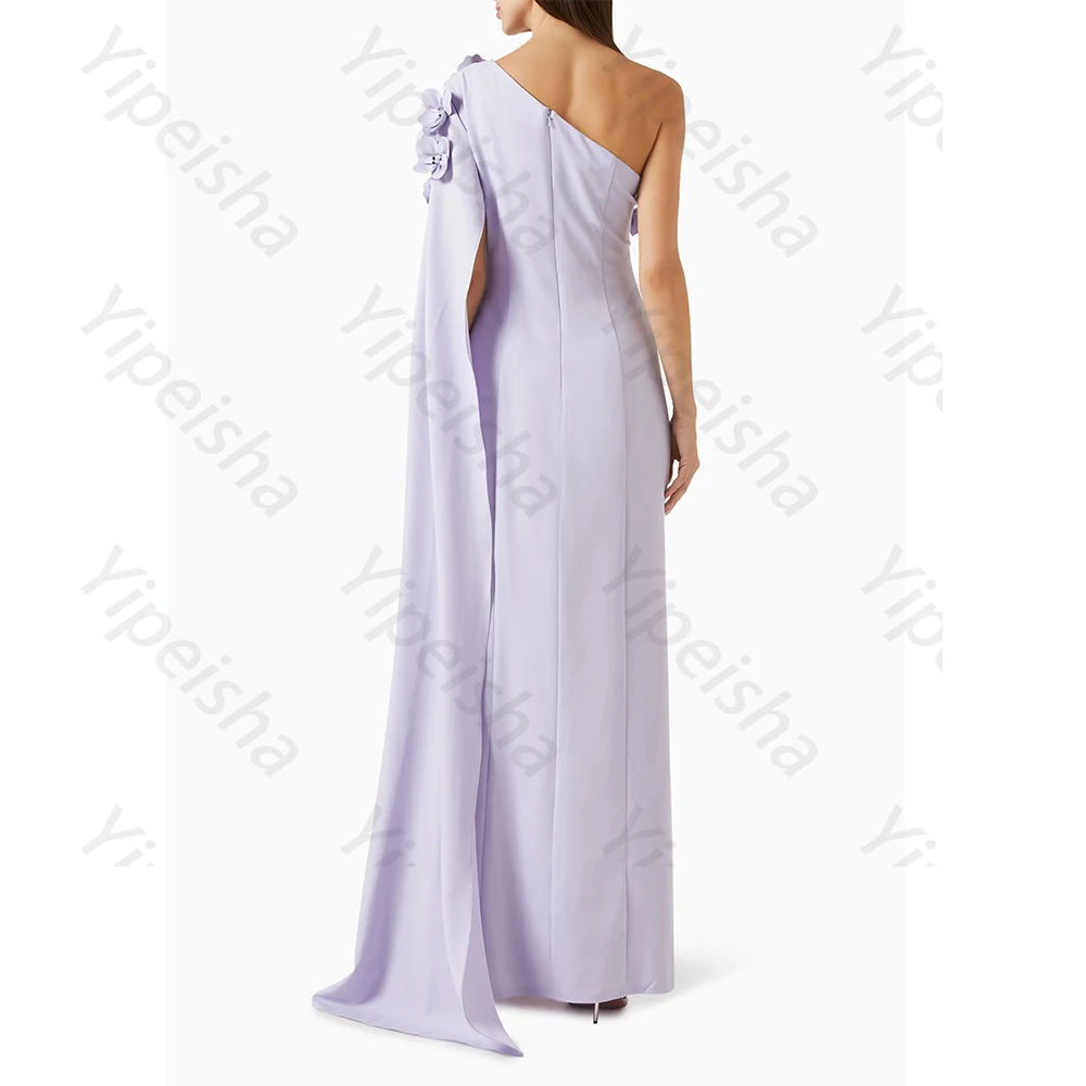 Hoge Kwaliteit Elegante Avondjurken Jersey voor Vloerlengte Een Schouder Galajurk A-lijn Bloem Vestidos De Fiesta Aangepaste