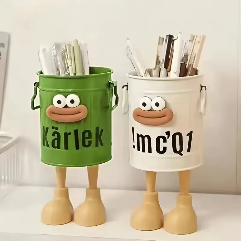 

Cute Big Mouth Pencil Holder Cartoon DIY Desktop Storage Buckets Round Large Capacity Pen Container Students Stationery