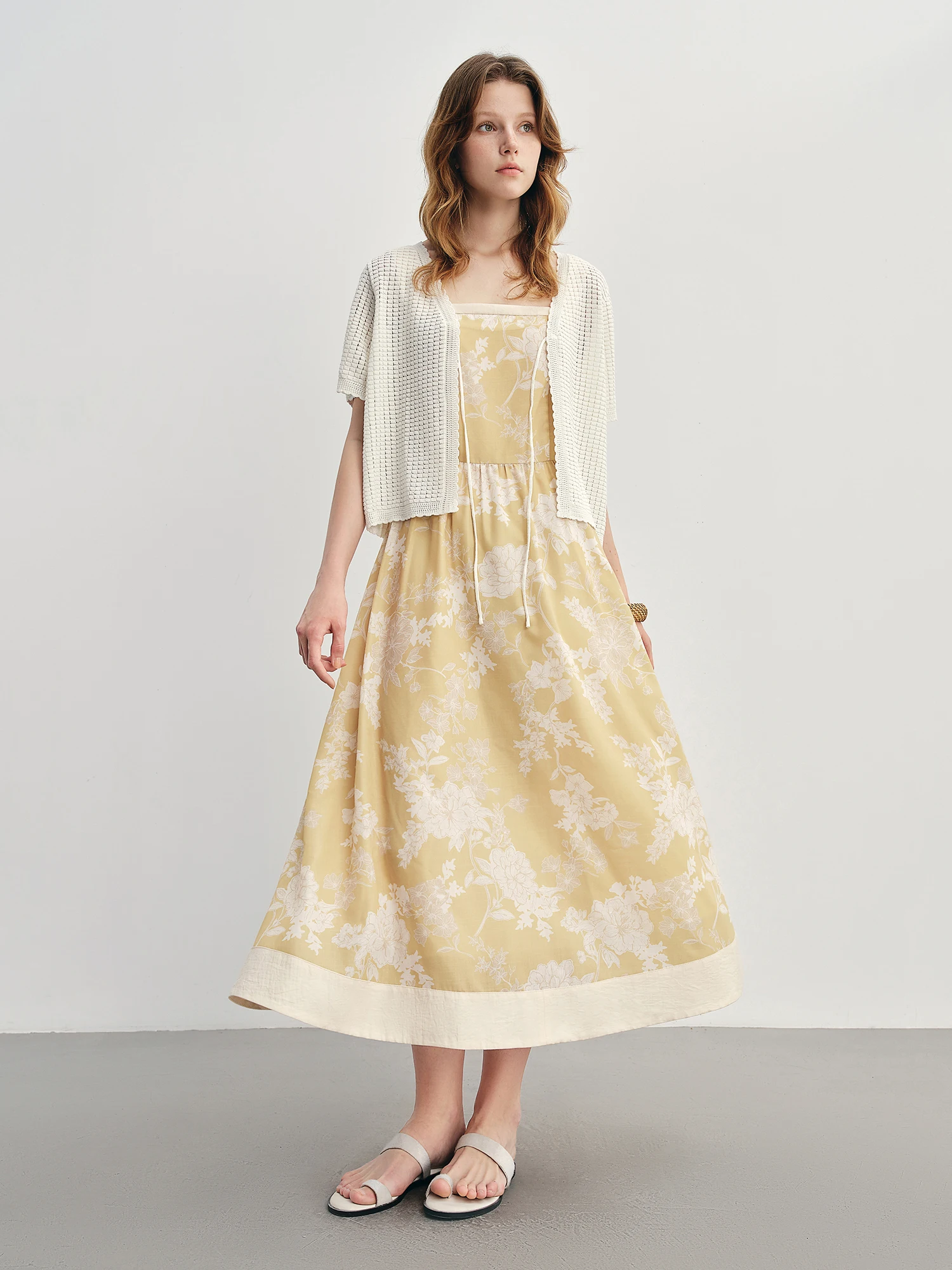 DUSHU Plus Size Women's Vintage Print Resort Dress 2025 Summer New Arrival Perfect for Business Casual Daily Wear 25DS88007
