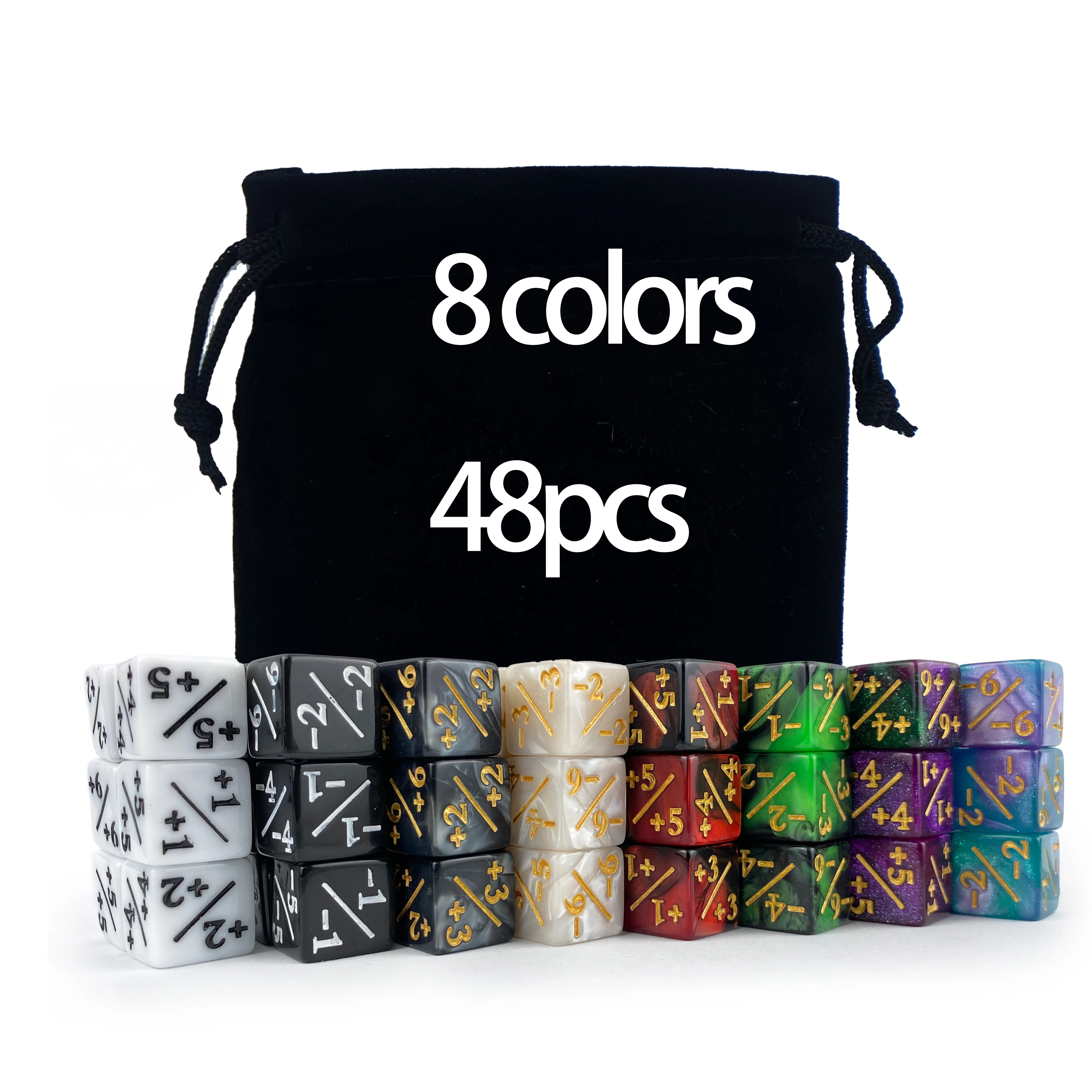 

MTG Magic Life Counter Dice - 48 PCS Compatible Card Game Accessories, CCG Creature Stats w/ 1 Dice Bags