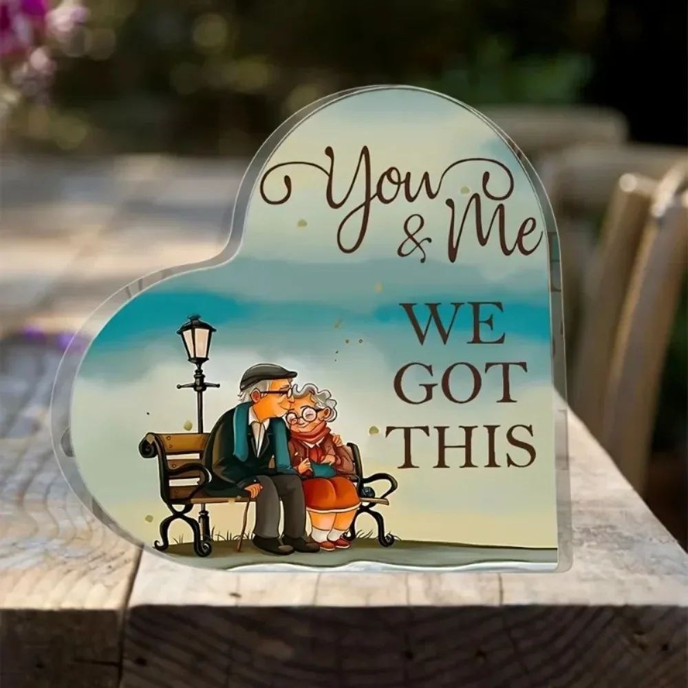 CIFBUY Crystal Acrylic Desktop Ornament Heart Photo Frame Engraved Wedding Anniversary Gift for Wife Husband Bedroom Home Decor