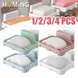 1/3pcs Soap Dishes Portable No Punching Soap Holder Bathroom Wall-Mounted Soap Holder Self Adhesive Kitchen Sponge Storage Rack