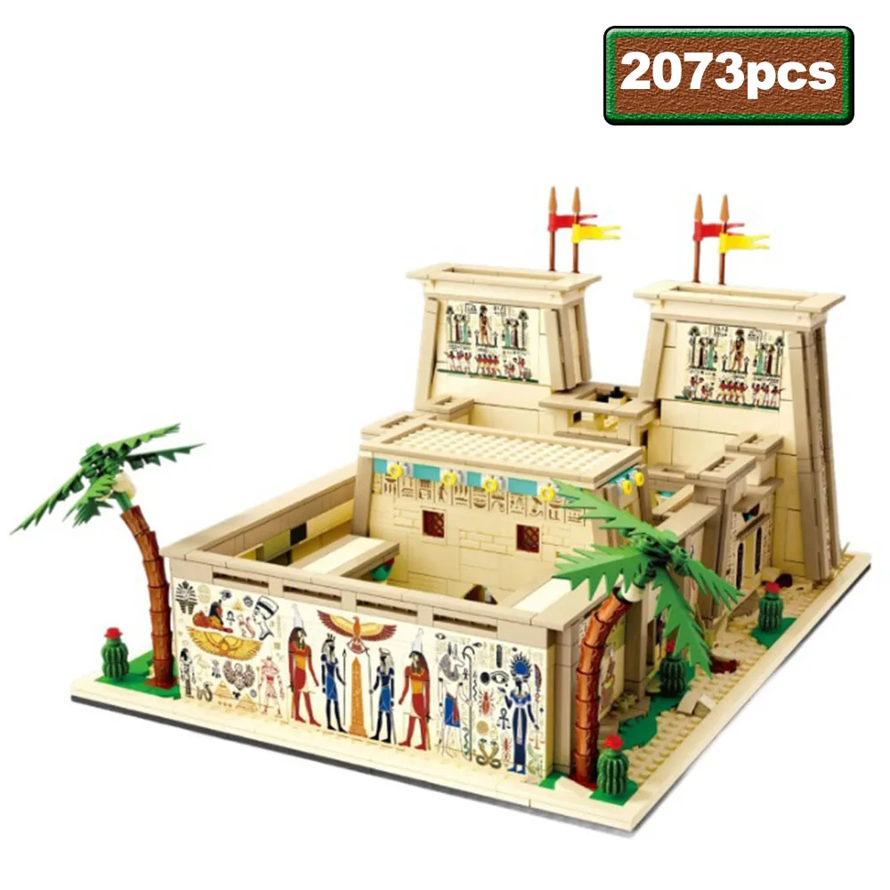 2073PCS MOC Tempel van Horus Model Bouwstenen Stad Street View Beroemde Huizen Architectuur Monteren Bakstenen Speelgoed Volwassen Geschenken