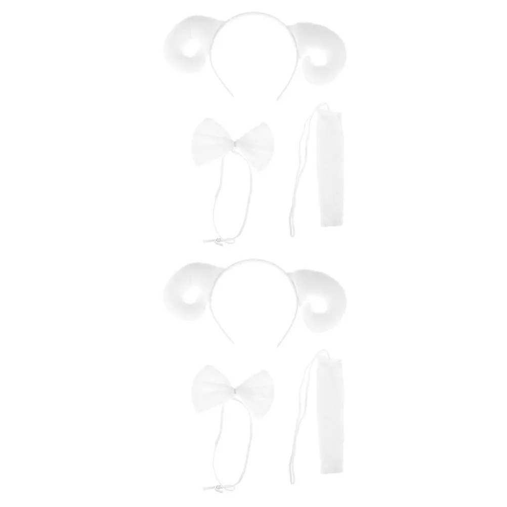 

2Sets Cartoon Animal Headband Lamb Tie Tail Adorable Cosplay Party Supplies for Kids Lamp Headband Animal Costume for Kids
