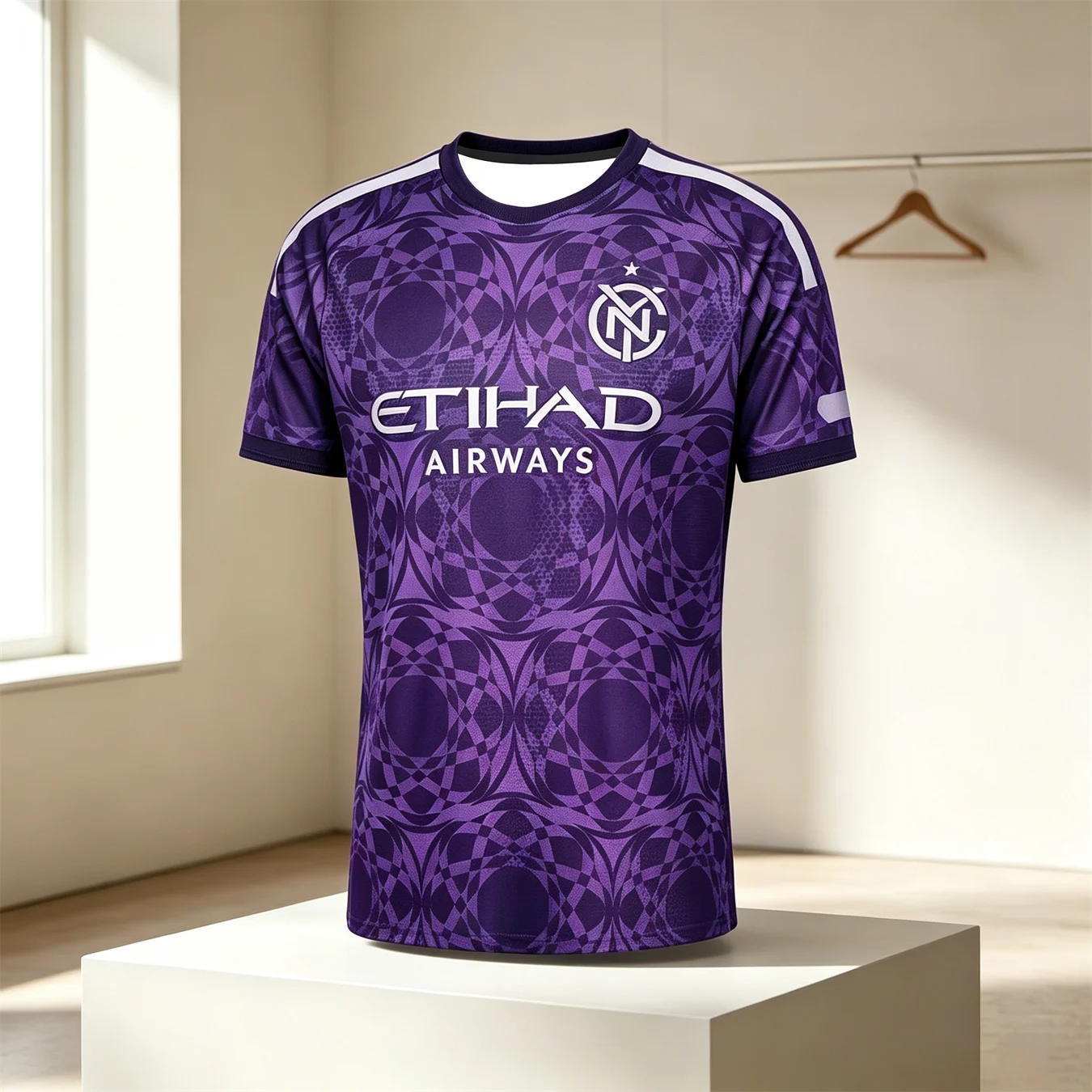 2026 NYCFC Rotes Geometrisches Fußballtrikot Schnelltrocknend Atmungsaktives Fußball-T-Shirt Etihad-Druck MLS Trainingsuniform Unisex Fan-Sport-Oberteil – Detail 9