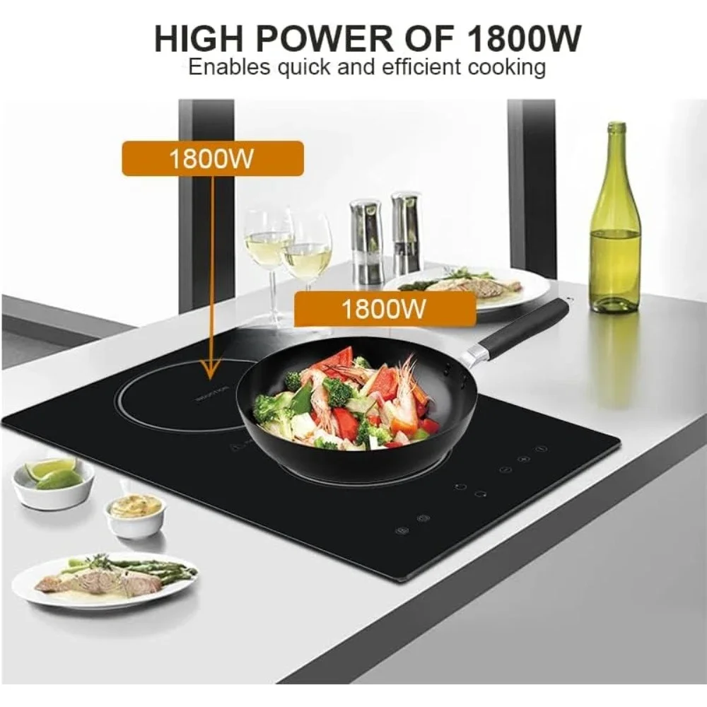 Double Induction Cooker, 2 Burners 12 Inch Stove Top,Countertop and Built-in Induction, 9 Power Level, Portable Induction Cooker