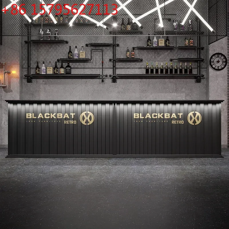 Barra de Estilo Industrial Creativo con Iluminación para Caja, Catering, Barbacoa, Salón de Billar, Cafetería, Restaurante