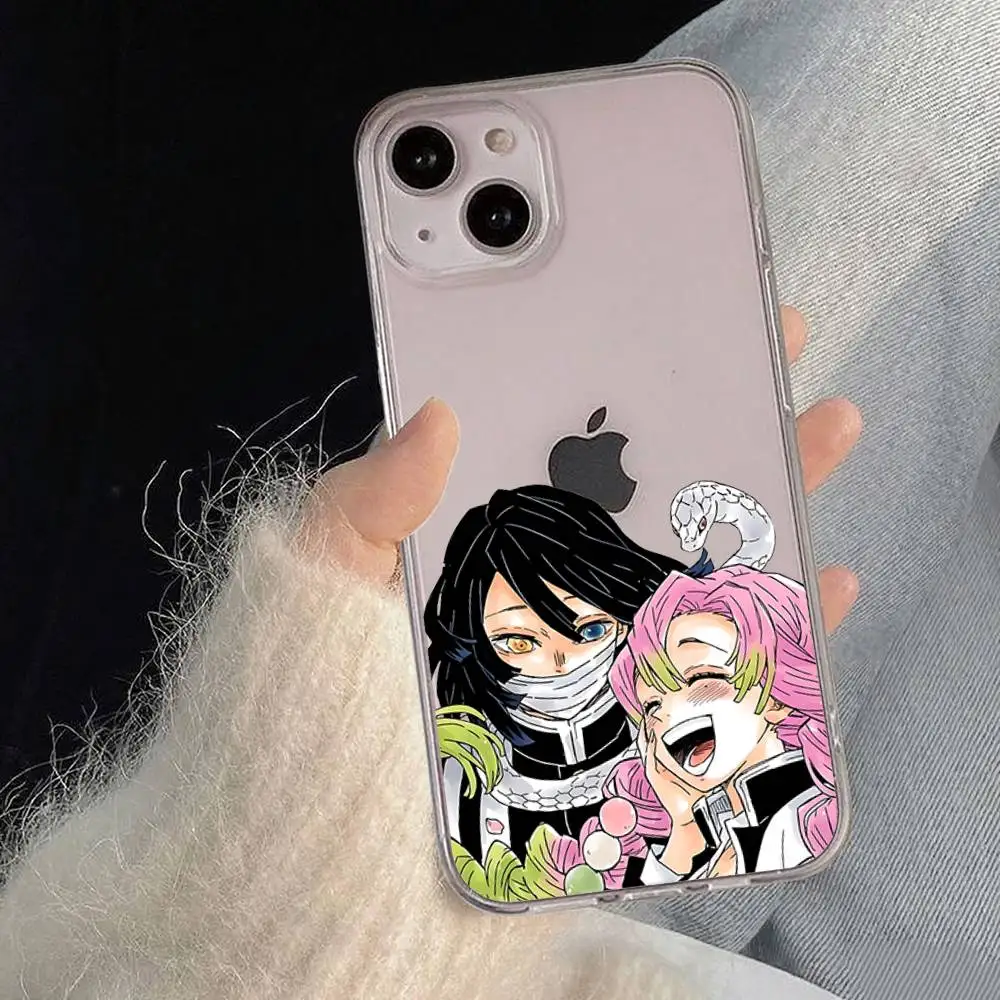 Iguro Obanai D-Demon Slayers Telefoonhoesje voor IPhone 17 16 15 14 Plus 13 12 11 Pro Max Telefoon achterkant Transparant Schokbestendig Cov