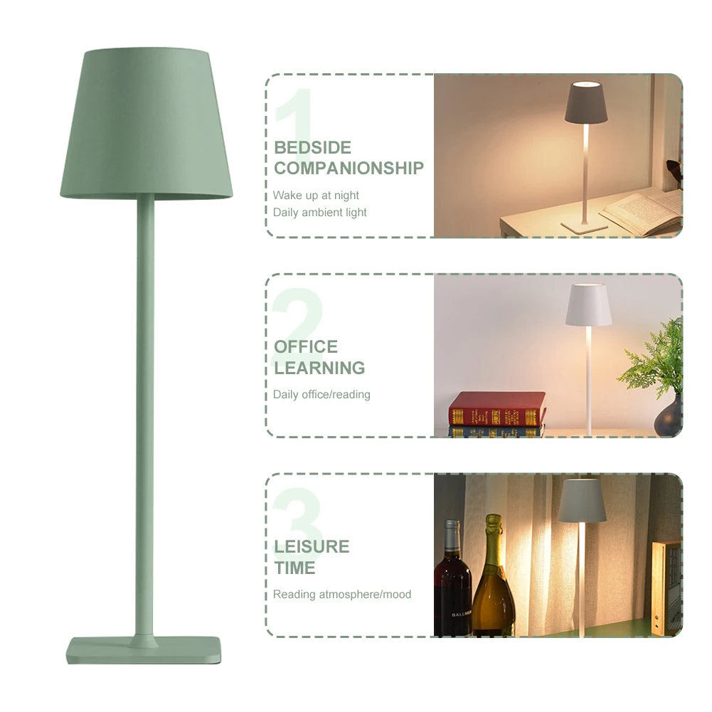 

Беспроводная настольная лампа USB перезаряжаемая беспроводная лампа для чтения с бесступенчатой регулировкой яркости минималистичный светодиодный светильник для ресторана/спальни/на открытом воздухе