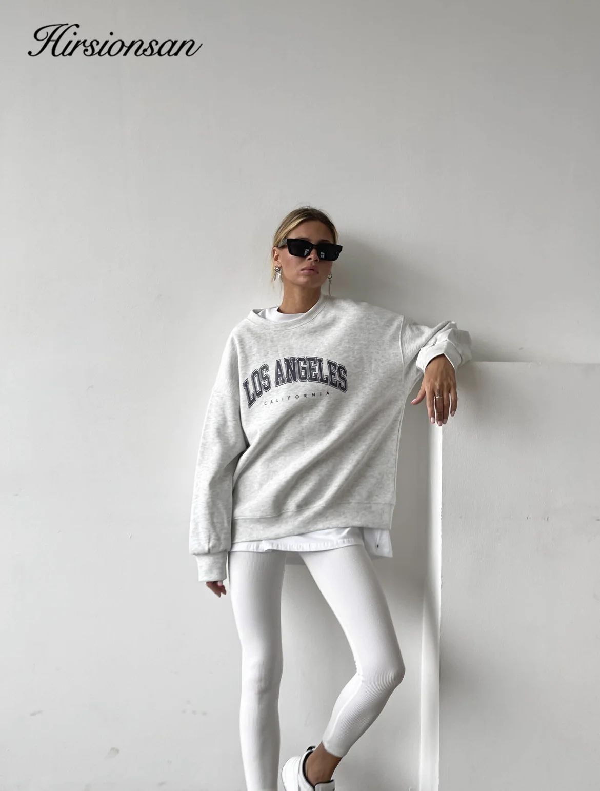 Hirsionsan Letter Print Women Sweatshirt 35% Cotton Soft Basic Loose Female Pullovers Korean Hoodies 2023 AutumnNew Y2k Fleece