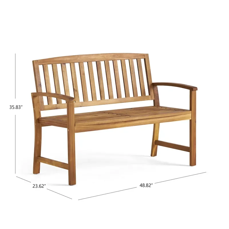 Modern Teak & Acacia Wood Outdoor Patio Garden Bench