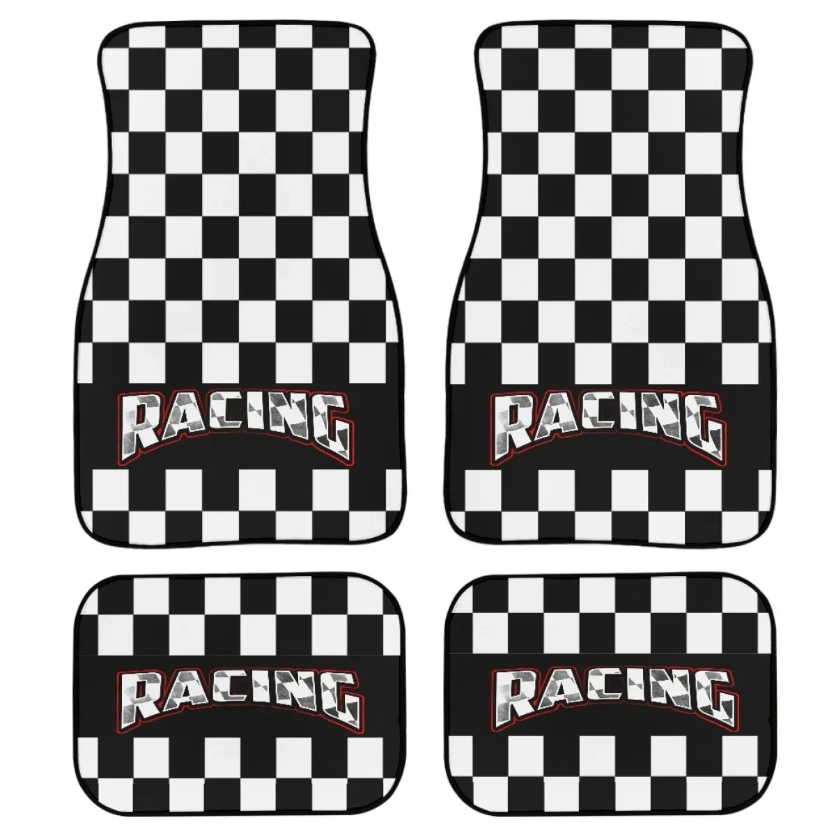 Comfort Car Protector Rubber Floor Mats for Cars Racing Chess Grid Pattern Set of 4 Car Floor Mat Universal Carpet Rug 2023 Gift