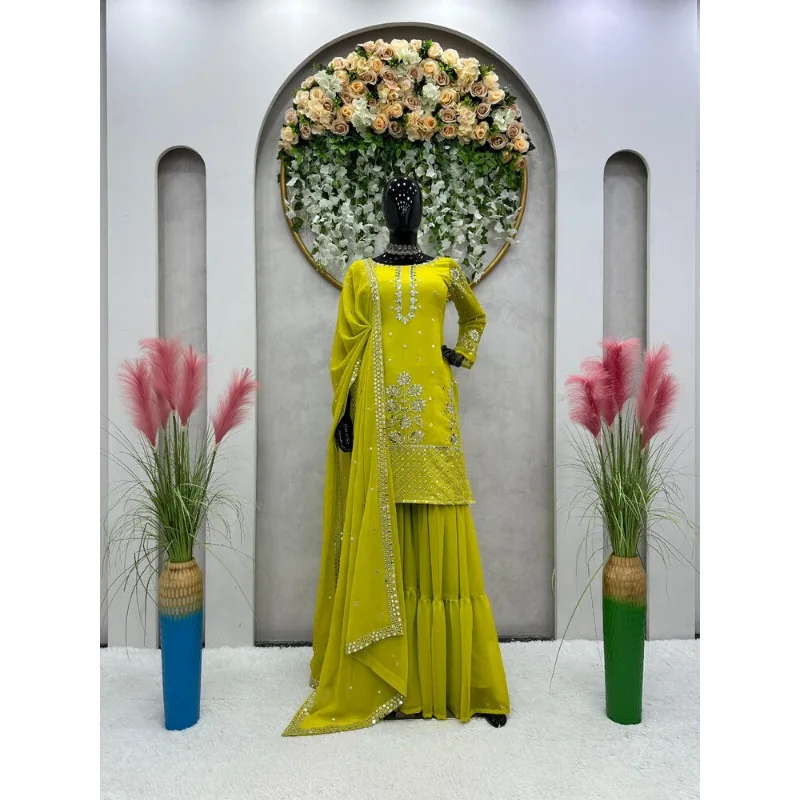 Lime Green Salwar Kameez Pakistan Indian Wedding Party Dress Polaroid Suit