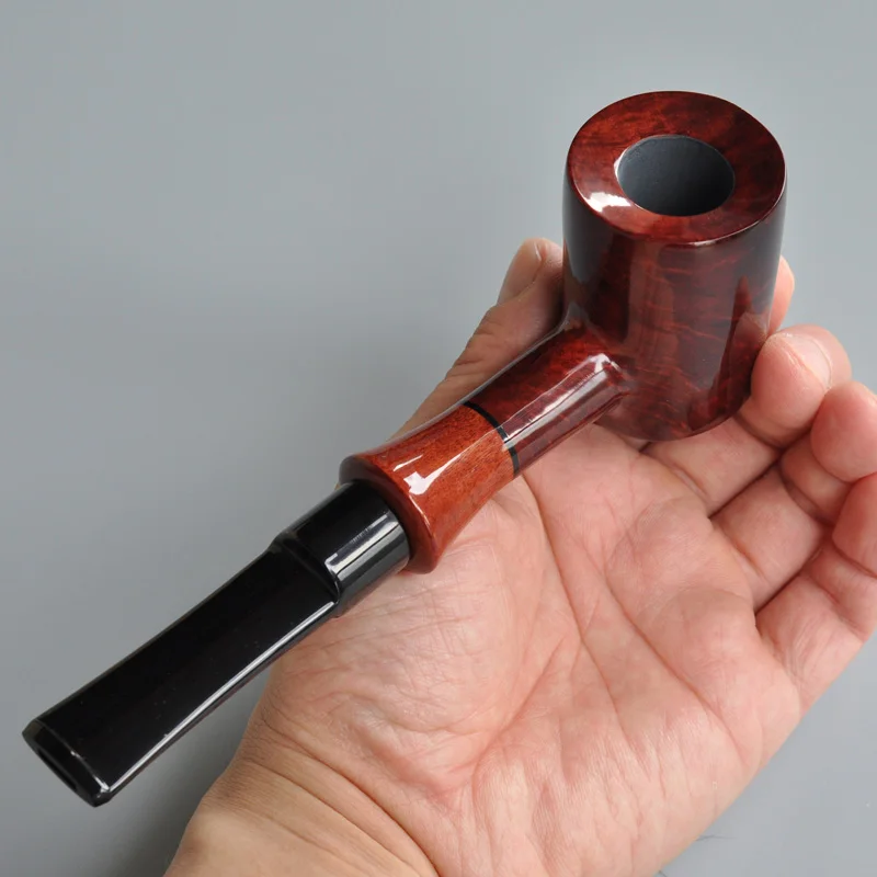 أنبوب تبغ خشبي مصنوع يدويًا من جذر براير، نمط حر لعبة البوكر، سطح أملس، مرشح جذعي طويل، حجم كبير مجاني