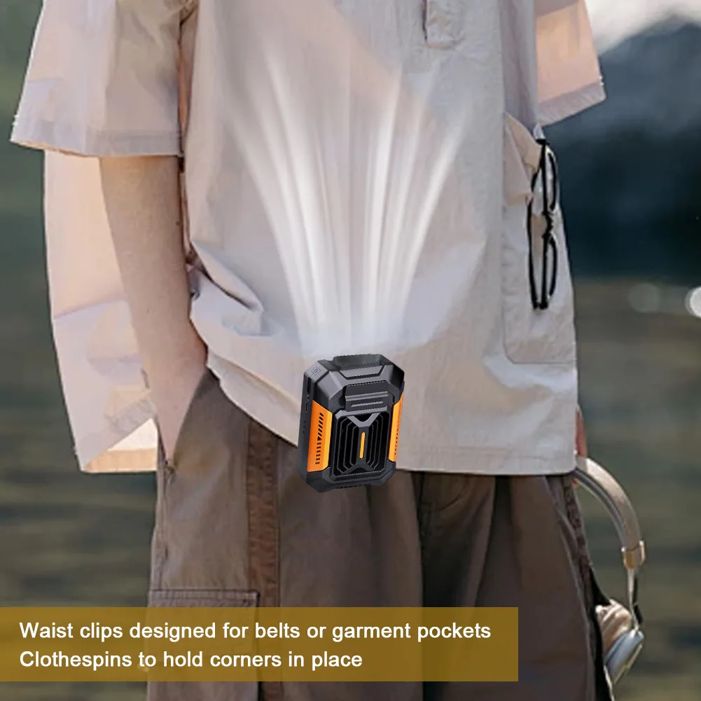 2025 مروحة صغيرة محمولة معلقة الرقبة/الخصر USB 4000mAh مروحة قابلة للشحن للصيف التخييم في الهواء الطلق التنزه تسلق الجري الرياضة #2